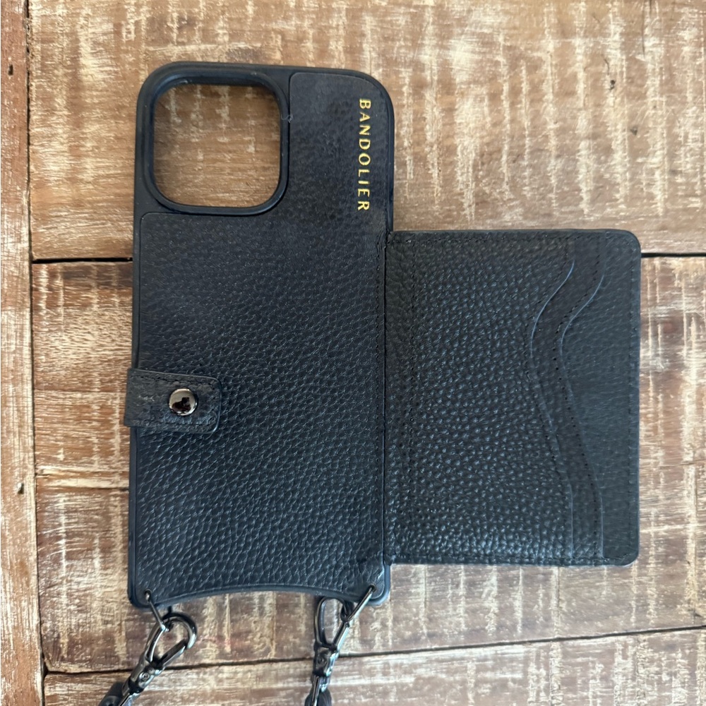 Bandolier Black Leather Crossbody Phone Case